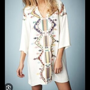 Topshop Kate Moss Embroidered Smock Dress